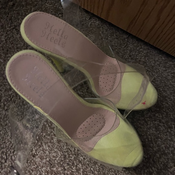 Hella Heels 6in Stiletto Rhylie Electric Highlighter Neon Yellow Green Pole Club - Picture 3 of 8